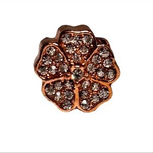 Rose Gold Tone/Rhinestone Four Leaf Clover/Daisy/Flower Bracelet Charm.